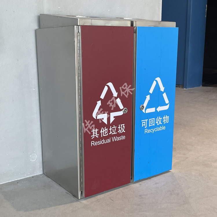 Cultural and sports venues commercial Indoor Combined direct injection vertical square stainless steel trash can fruit case Cultural and sports venues commercial Indoor Combined direct injection vertical square stainless steel trash can fruit case