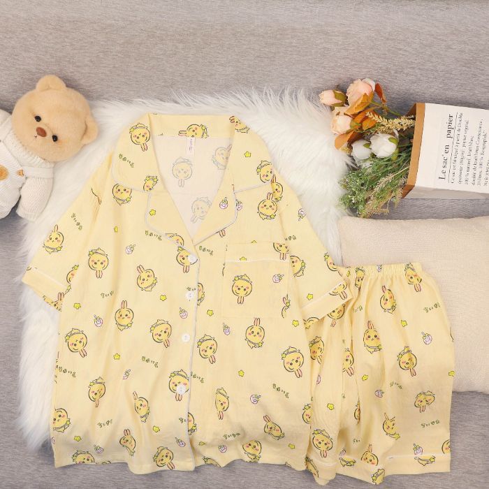 Al por mayor transfronterizo nuevo verano nubes de algodón dibujos animados mangas cortas pantalones cortos pijamas ropa de casa de mujer set ropa de casa de moda