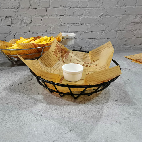 Hotel Western Restaurant Tableware Food Creative Black French Fry Basket Bread French Fry Basket Chicken Snack Basket