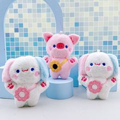 多款可愛卡通小豬小狗公仔爪機娃娃毛絨玩偶鑰匙扣掛件小禮物批發