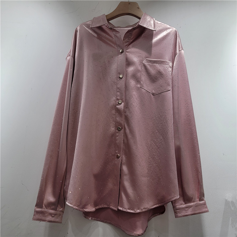 Camisa de Poliéster con Pedrería Brillante y Manga Larga para Primavera image 3