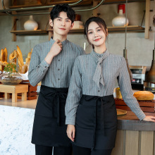 酒店前台烤肉店服务员工作服长袖女西餐厅餐饮火锅饭店制服工装男
