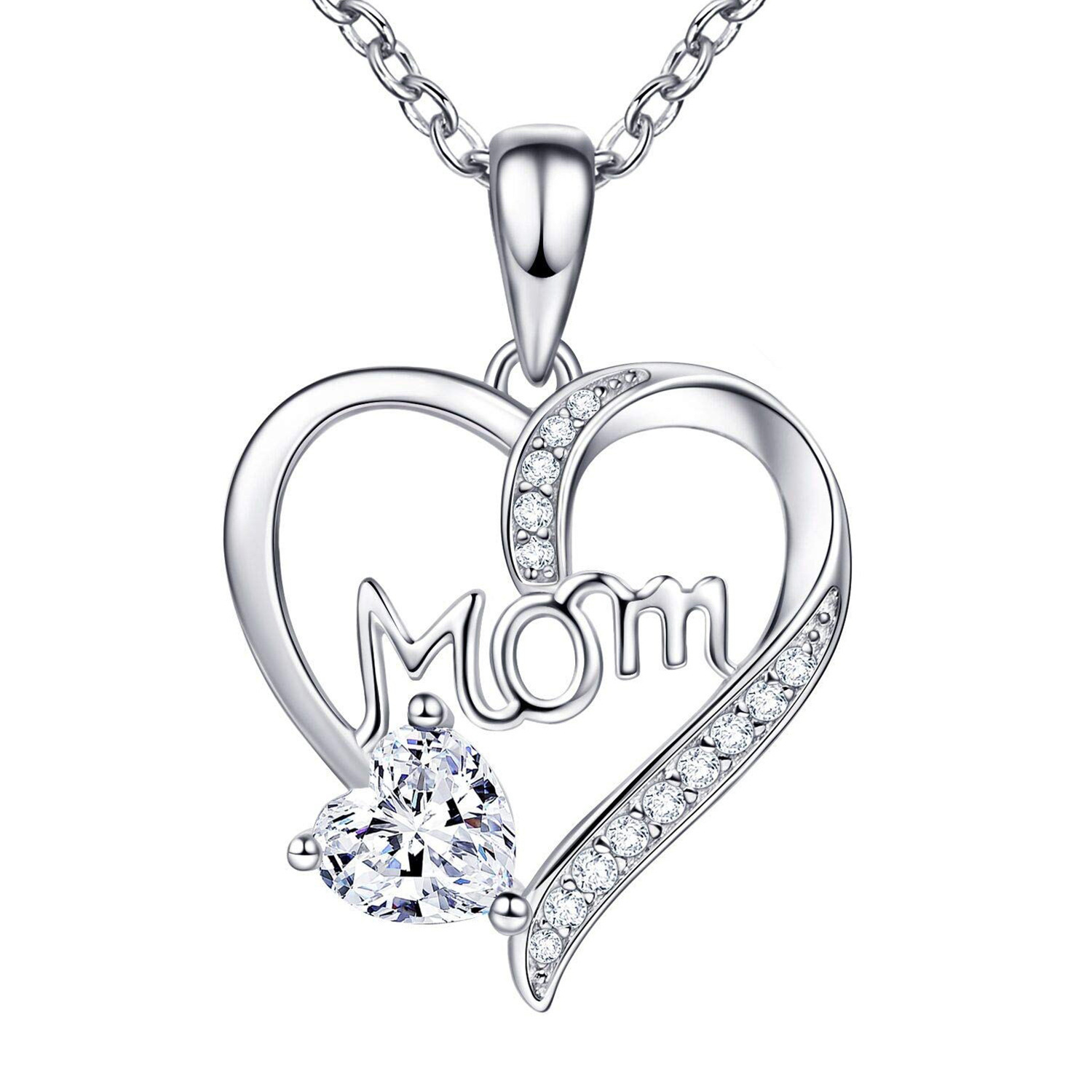 Copper IG Style MAMA Sweet Letter Heart Shape Plating Hollow Out Inlay Zircon Pendant Necklace display picture 6