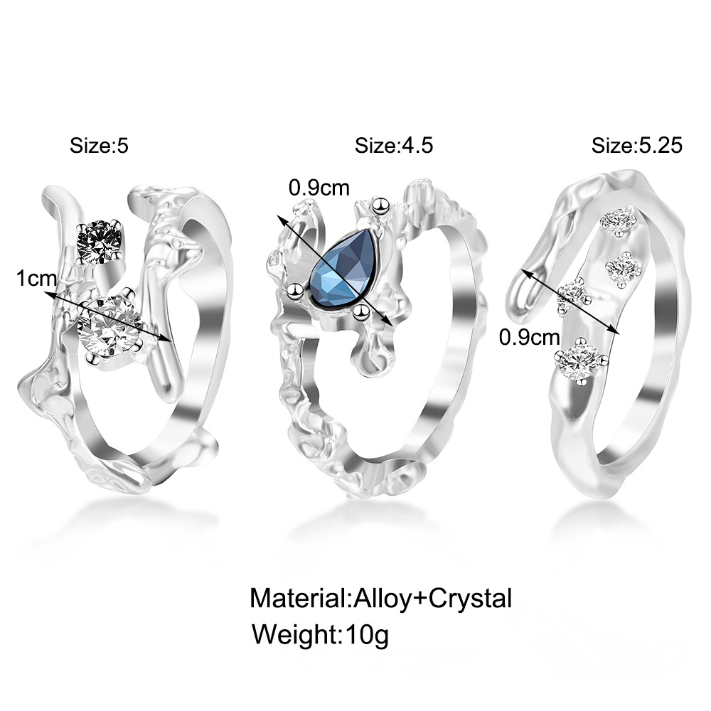 Retro Water Droplets Alloy Inlay Rhinestones Open Ring display picture 1