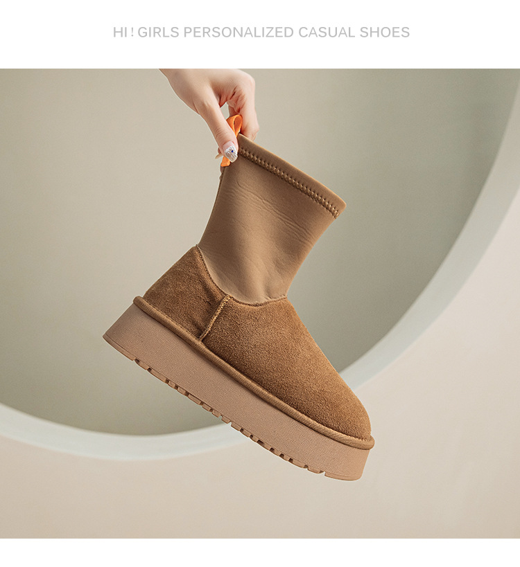 Stivaletti donna con suola spessa in pelle per inverno_voghion.com