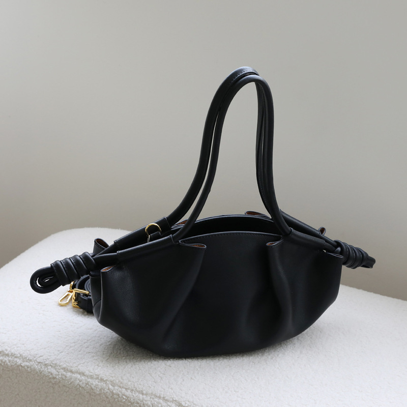 真皮褶皱云朵包饺子包抽绳女包时尚高级感斜挎手提包bags|undefined