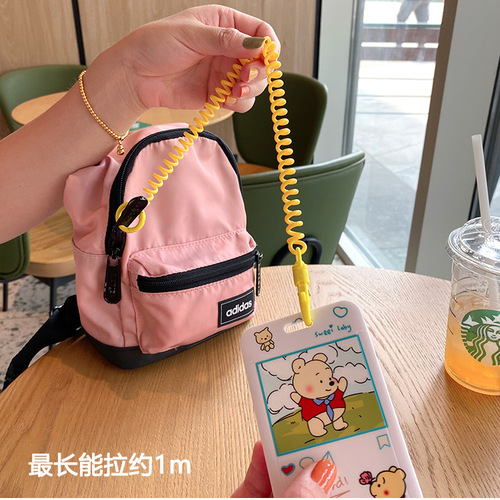 Spring rope card holder ID student meal card water card subway access control stretch lanyard hanging school bag pickup card holding hands cute