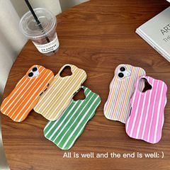 小衆の色合わせのストライプはiphone16 pro maxアップル15携帯ケース13/14二合一菲林殻を適用します。