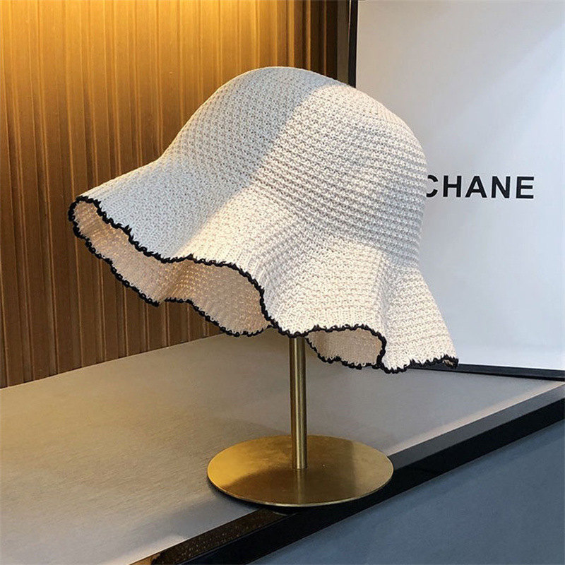 Japón de encaje universal de punto sombrero de pescador para mujeres primavera y verano viajes muestran cara pequeña sombrero de sol transpirable