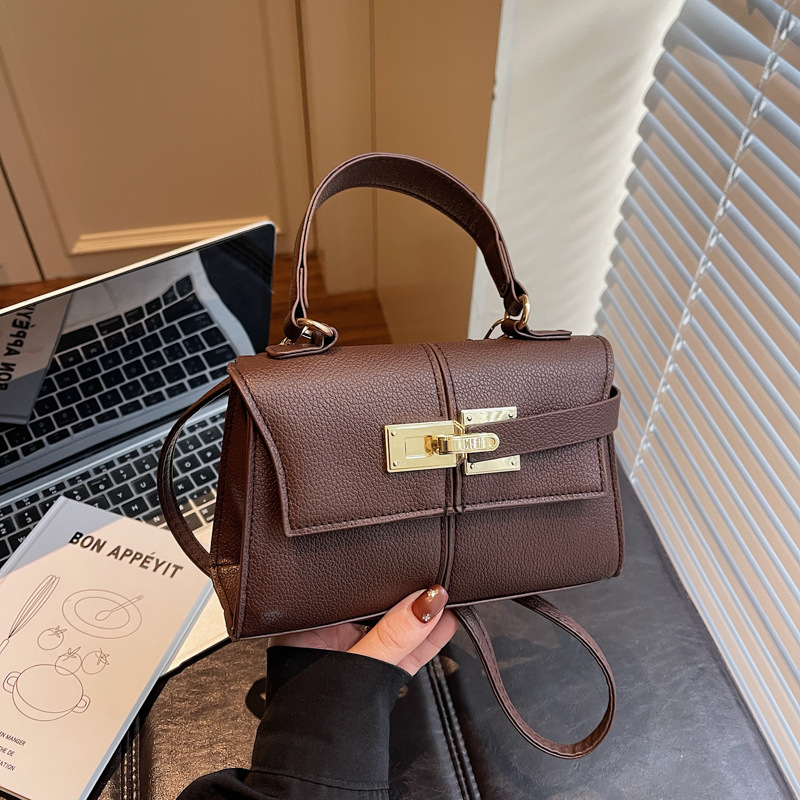 Elegante handtas met slotsluiting voor dames, vintage modieuze, veelzijdige schoudertas, nieuwe crossbodytas voor woon-werkverkeer over de grens._voghion.com
