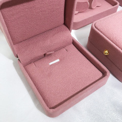 New pink rounded gold buckle jewelry box, ring earrings necklace bracelet accessory packaging box, logo can be added