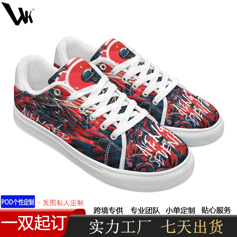 Independent Station Cross-Border Picture Printing Large Size Mesh Low-Top Sneakers Casual Shoes Eva Wear-Resistant Non-Slip Versatile Women's Shoes
