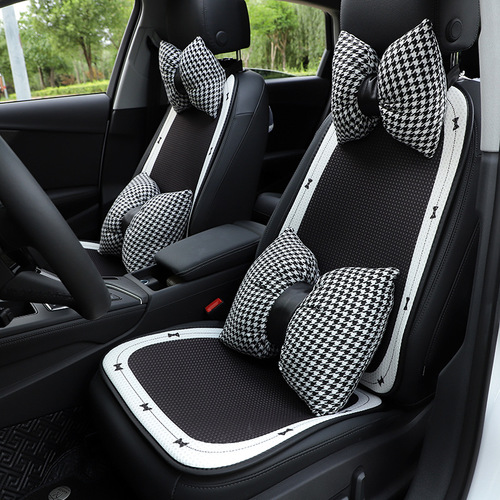 Summer ice silk car seat cushion, bow print car seat cushion, breathable and cool, simple car interior supplies
