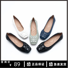 现货超纤软皮浅口单鞋2025爆款低帮多色文艺方头复古低跟奶奶鞋女