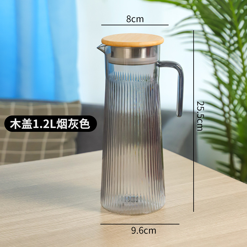 라이트 브라운 1.2 검은 주전자 나무 뚜껑