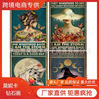 热款钻石画蝴蝶与女人4副组合5d满钻钻石画diy帆布画挂画厂家批发