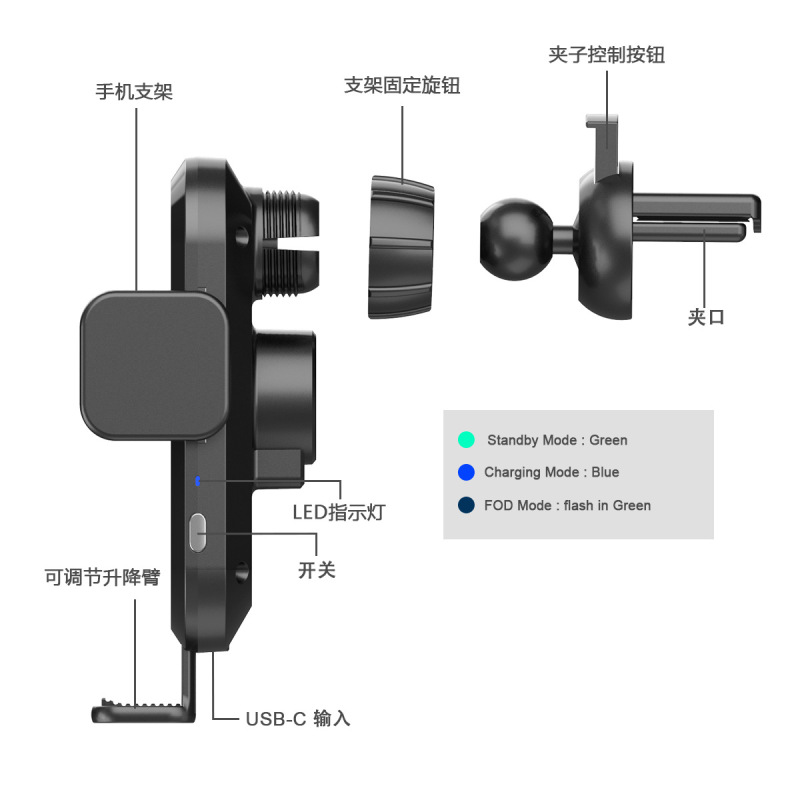 Inputメーカーqi韓国kc認証15w車載携帯スマートスタンド高速ワイヤレス充電器|undefined