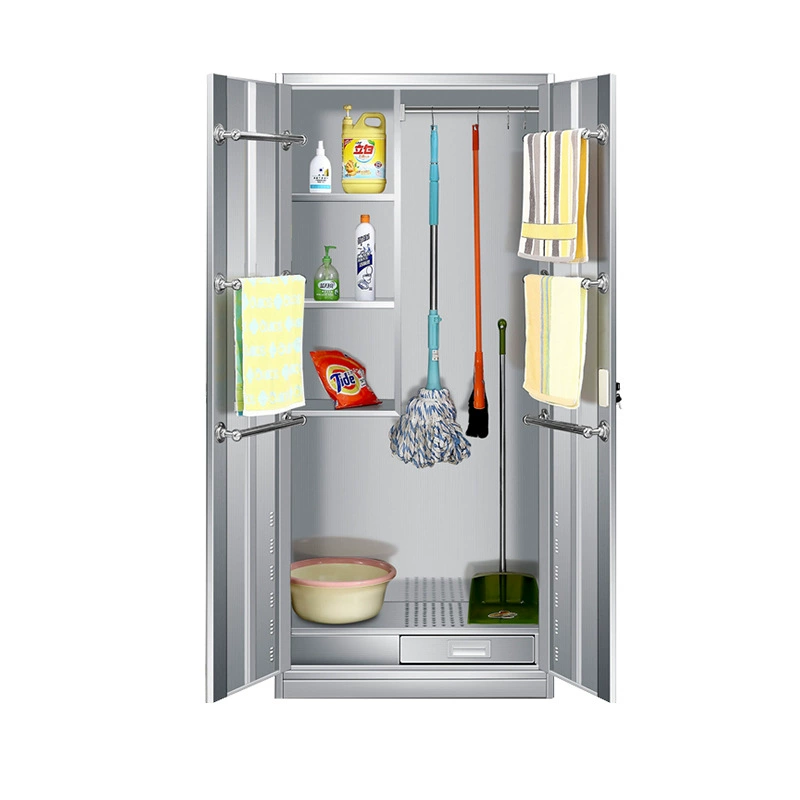 Шкаф для хранения инструментов для чистки швабр и метел. Шкаф для чистки из нержавеющей стали 304 с замком для разных предметов.