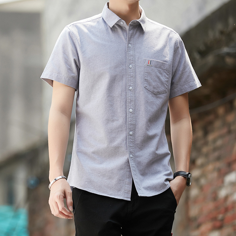 Brand Clearance Cotton Men's Shirt Men's Summer Thin Cotton Shirt Young and Middle-aged Business Casual Iron-free Shirt