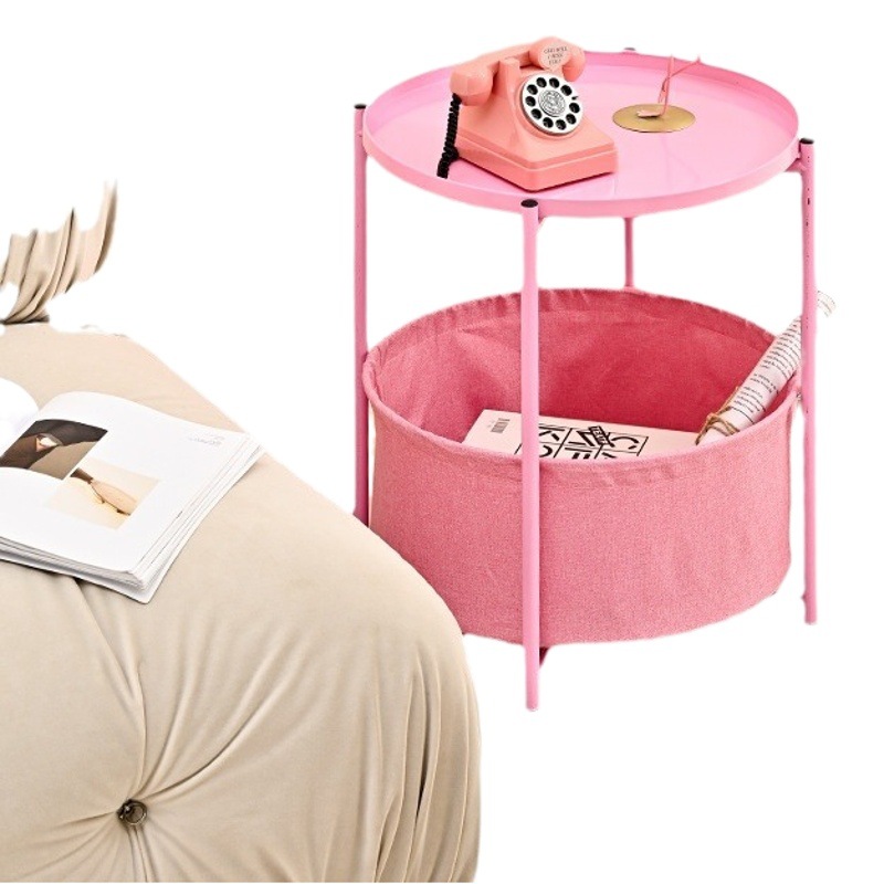 Nordic bolsa de tela de hierro sin anillo de hierro bandeja de almacenamiento mesa sofá mesita de noche moderna simple luz de lujo pequeña mesa redonda