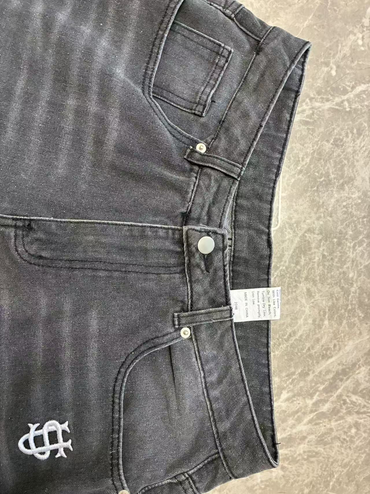 Men's Retro Washed Embroidered Straight Jeans For Men_voghion.com