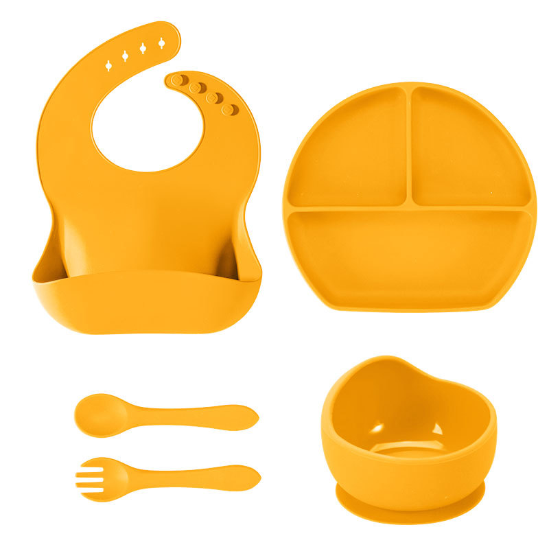 Vajilla de Silicona para Bebés/Niños, Incluye Tazón y Cubiertos, Antideslizante