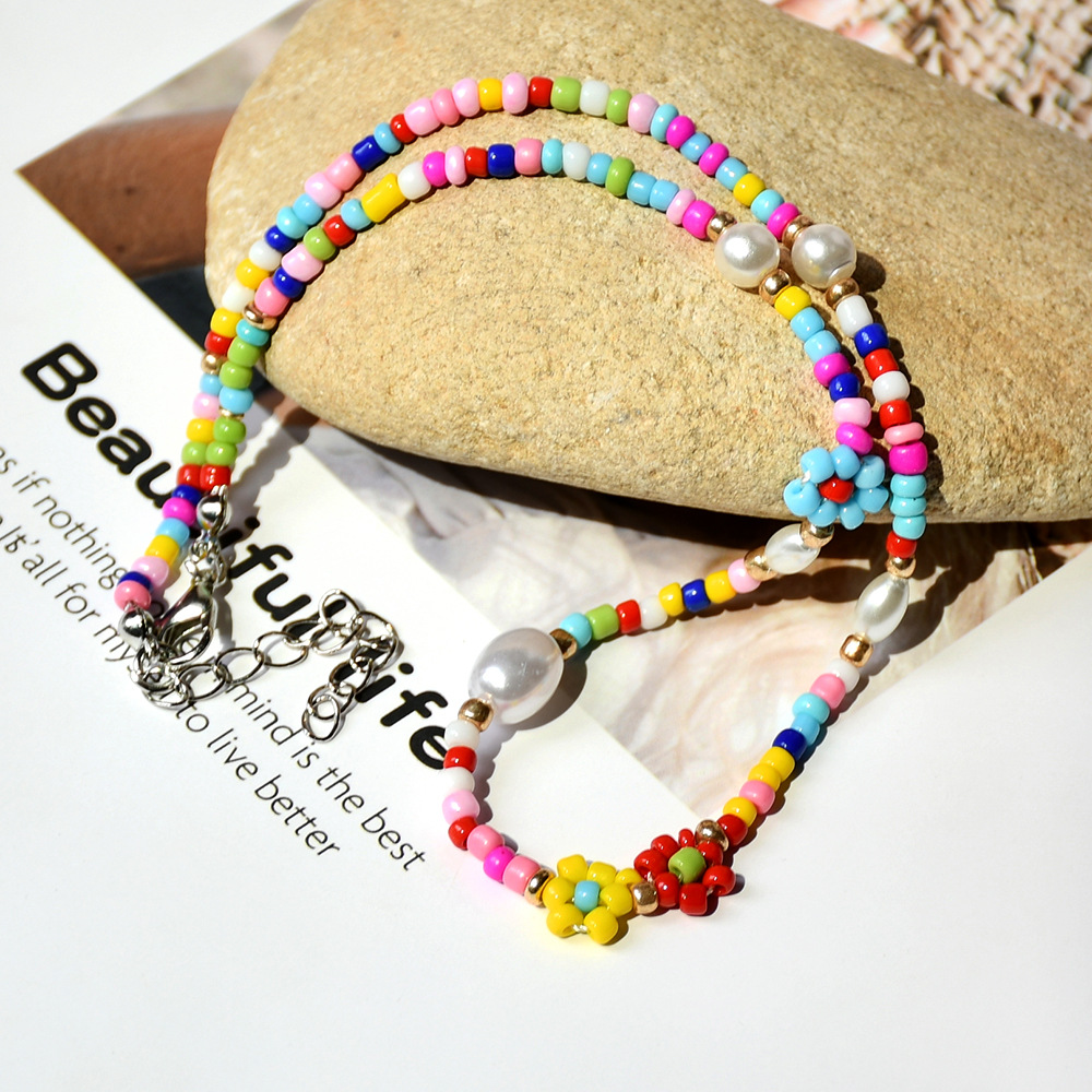 Fashion Rainbow Flower Alloy Necklace Female Retro Bead Collar display picture 1