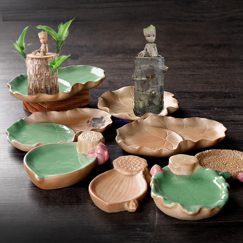 Brazilian Wood Lucky Wood Plant Ceramic Plate Stoneware Tray Creative Water Tray Succulent Flower Pot Base Bottom Pad