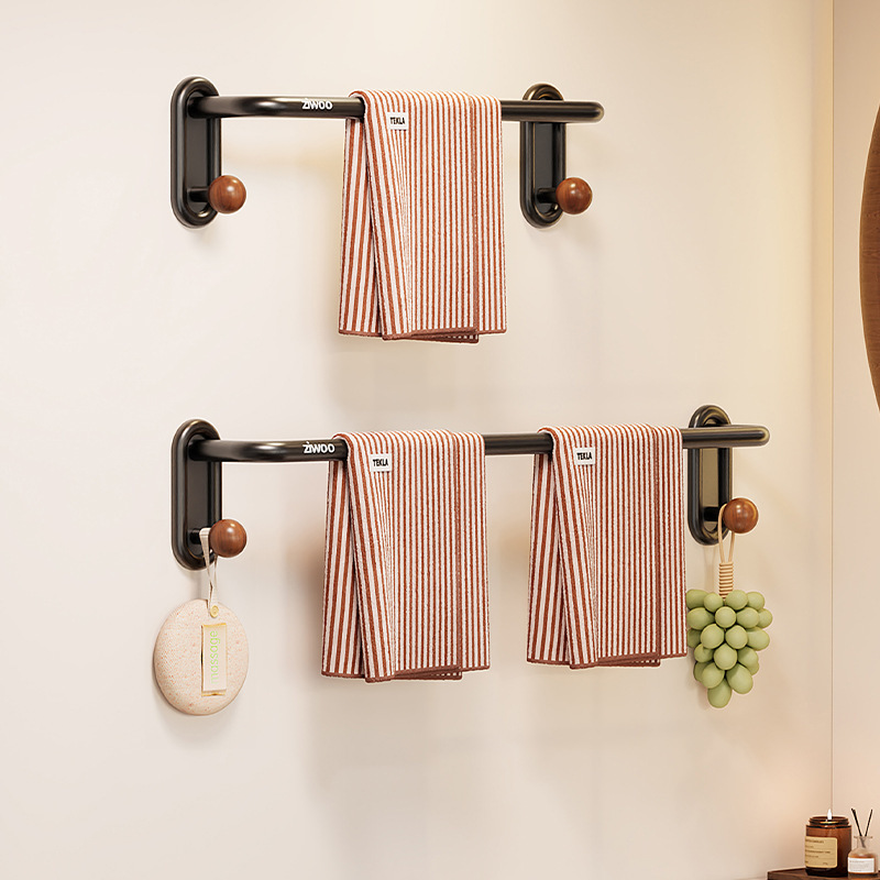 Towel Rack Bathroom Punch-Free Towel Hanging Rod Bathroom Towel Rack Toilet Wall-Mounted Storage Rack Storage Rack