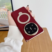 商务适用华为MateX6手机壳中轴360旋转支架三星Z Fold7折叠屏素皮