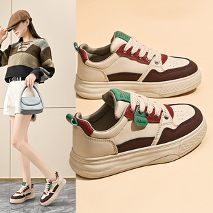2025 Spring White Shoes New Korean Style Ins Height Increasing Platform Sports Sneakers Casual Shoes for Female Students H6519