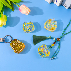 花柬diy滴膠模具動物頭像吊墜硅膠模具鑰匙扣四格掛件貓咪頭模具