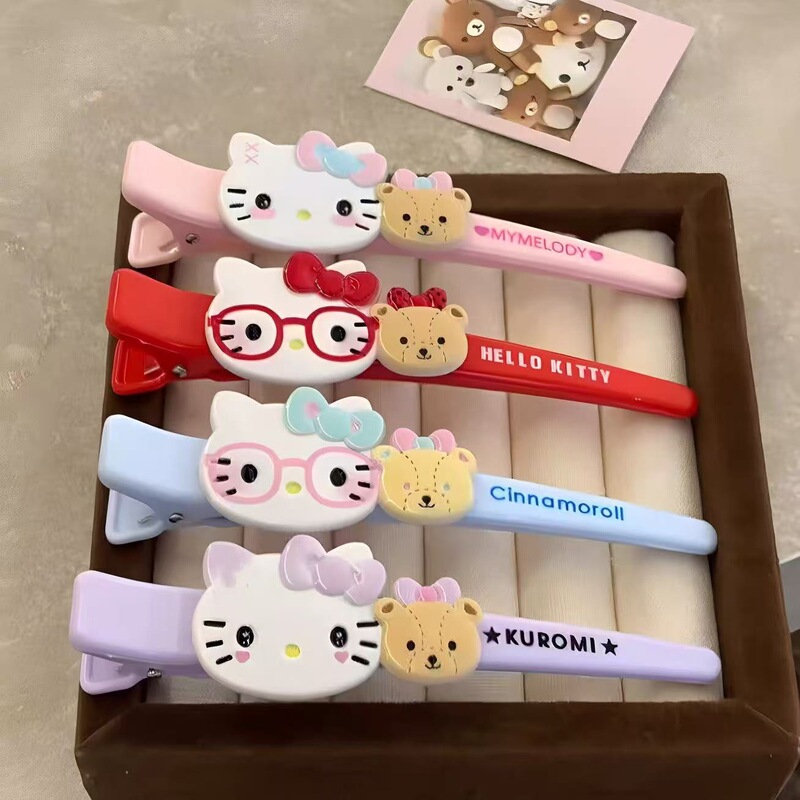 眼镜kt小熊大号洗脸夹可爱卡通刘海侧边夹甜美少女鸭嘴一字夹发饰|undefined