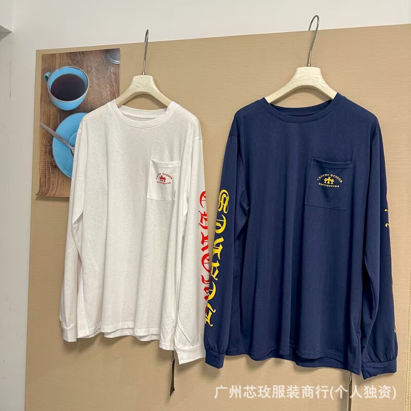 CH正确2025新款梵文撞色十字架印花长袖T恤tee宽松百搭|undefined