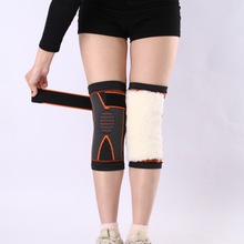 秋冬加厚羊皮毛一体护膝绑带加压保暖防滑男女通用护腿