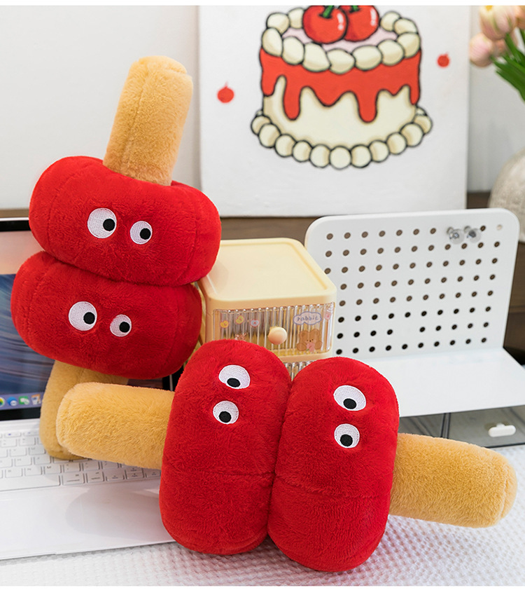 New trendy cute candied hawthorn plush pillow, fun soothing toy, sofa decoration, wedding gift