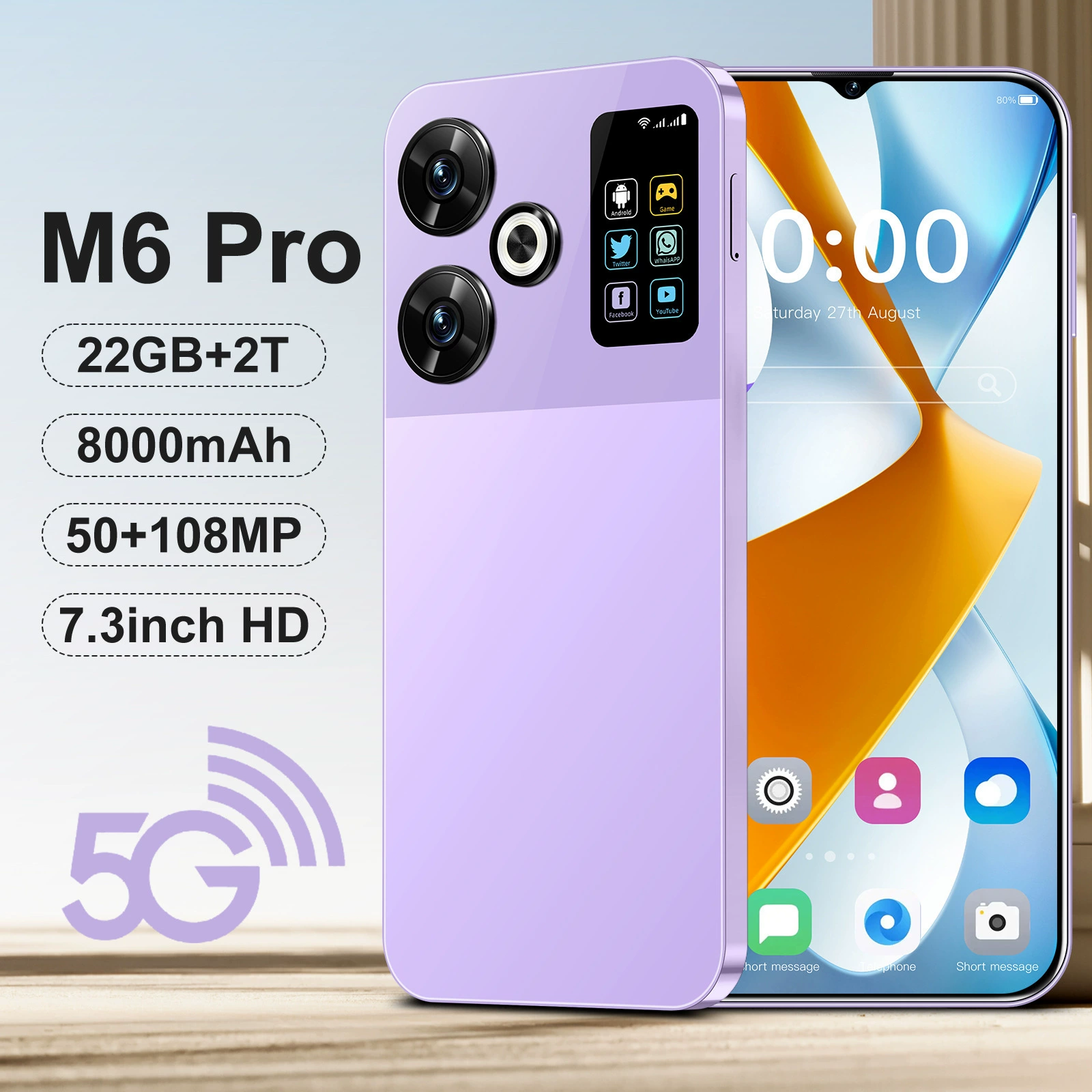 MYSIMEE мобильник и смарт-часы, Android, 3 дюйма, 1 ГБ RAM, 16 ГБ памяти, цвет: черный/белый/фиолетовый