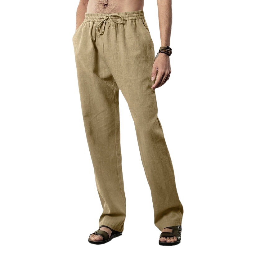 2024 Amazon Independent Station Europa y Estados Unidos Primavera y verano Nuevos pantalones deportivos casuales de cáñamo transpirables de hip-hop para hombres