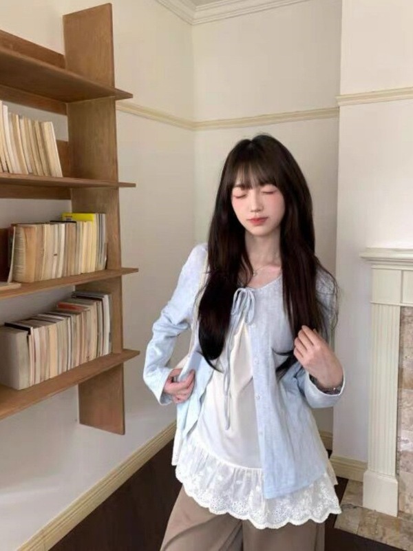 纯欲辣妹蕾丝拼接无袖上衣女夏季新款宽松显瘦外穿百搭休闲背心潮|undefined