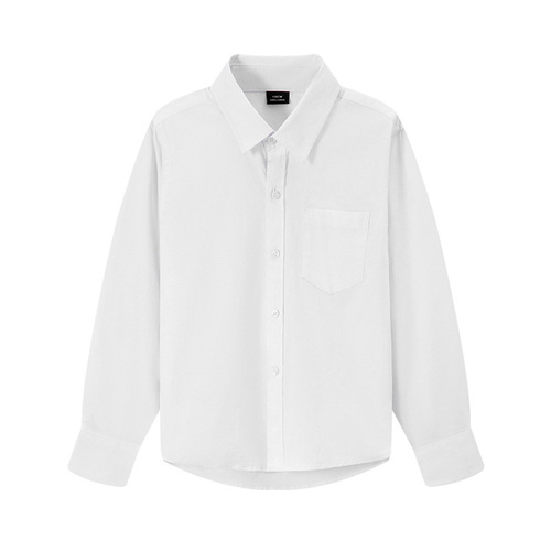 New Autumn and Winter Long-Sleeve Boys' and Girls' Plush and Thick White Shirts for Children, Performance Outfits for Kids, Middle Children's Shirts