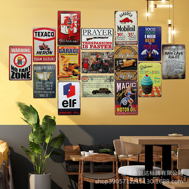 欧美车牌 复古装饰 酒吧铁皮画 个性做旧 墙饰挂件 咖啡厅 挂画