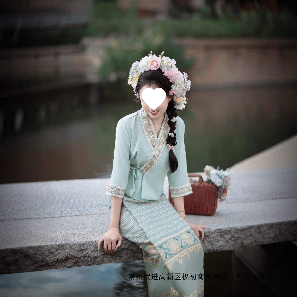 中袖春秋款传统傣族裙套装日常工作服云南旅拍写真摄影新中式套装