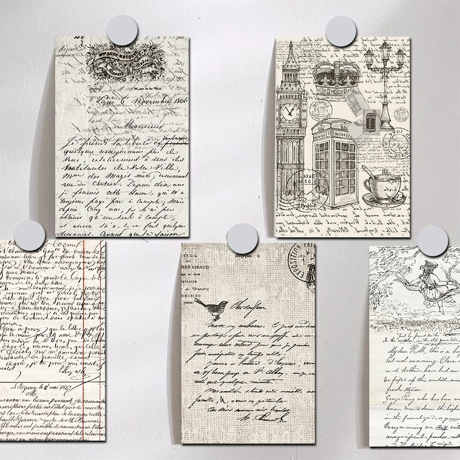 Vintage Letter 10 Pieces Vintage Decorative Cards Wall Postcards Dorm Living Room Bedroom Decorative Painting