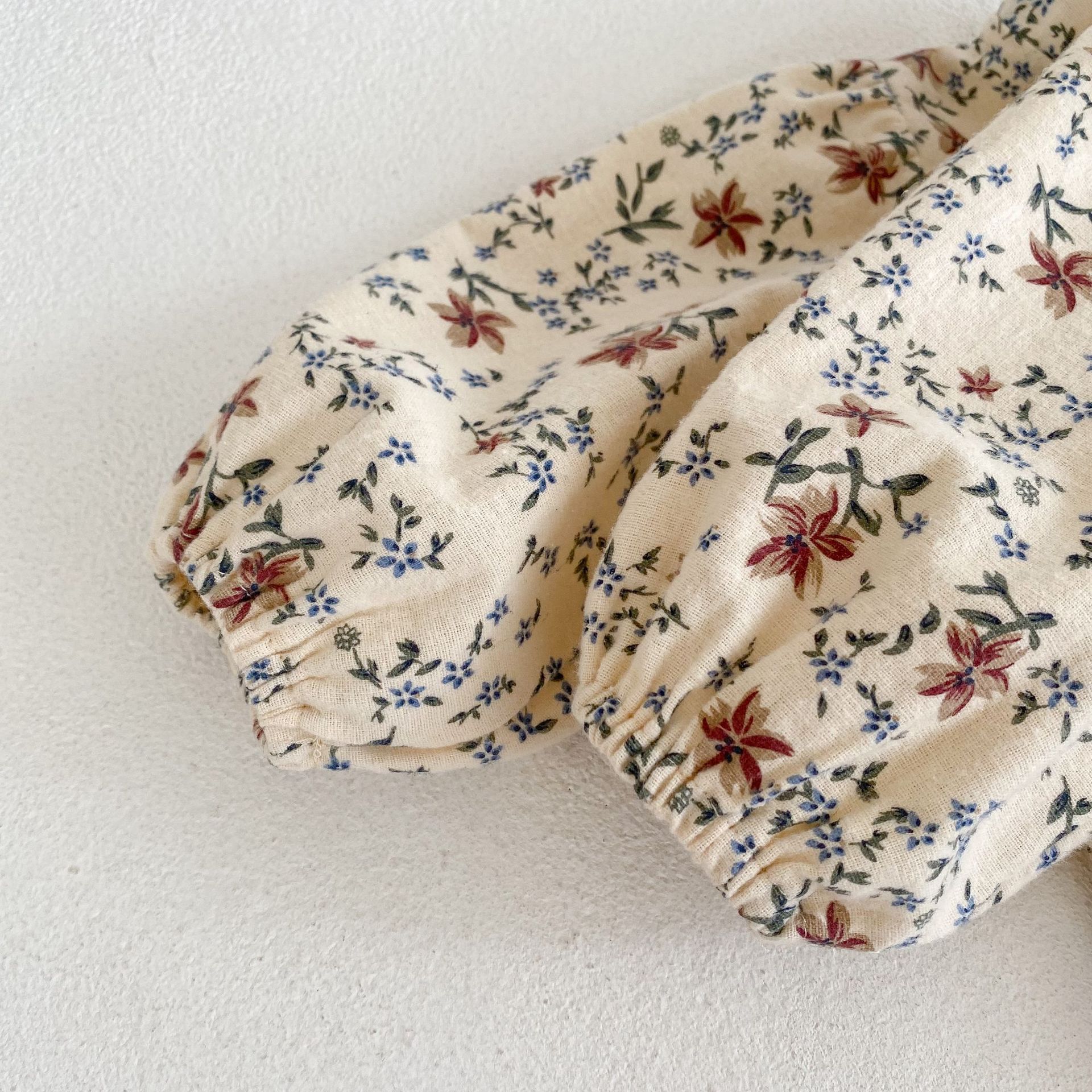 2024 Autumn New Girl Baby Floral Cheongsam Collar Ha Yi Long Sleeve Loose Triangle jumpsuit Crawler_voghion.com