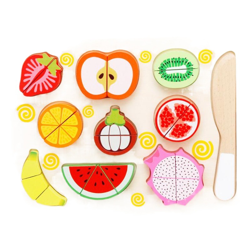 Juguetes de corte de fruta para niños verduras de madera fruta rompecabezas de corte magnético fruta rompecabezas cognitivo entrega de una pieza