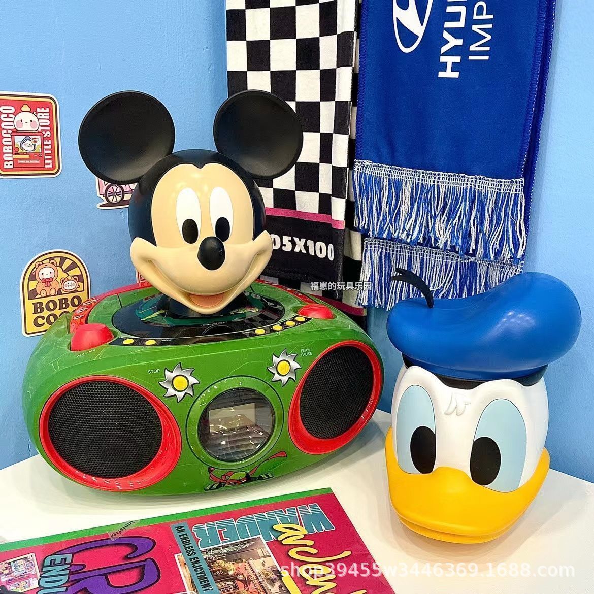 Creative Mickey Head Hucha Adorno de decoración de sala de estar de dibujos animados lindo Pato Donald Can de almacenamiento Regalo de inauguración de la casa