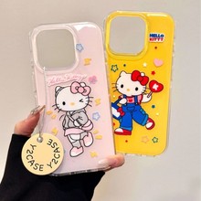 ins风可爱时尚休闲装kitty适用iPhone16E手机壳苹果15/14Plus13XR