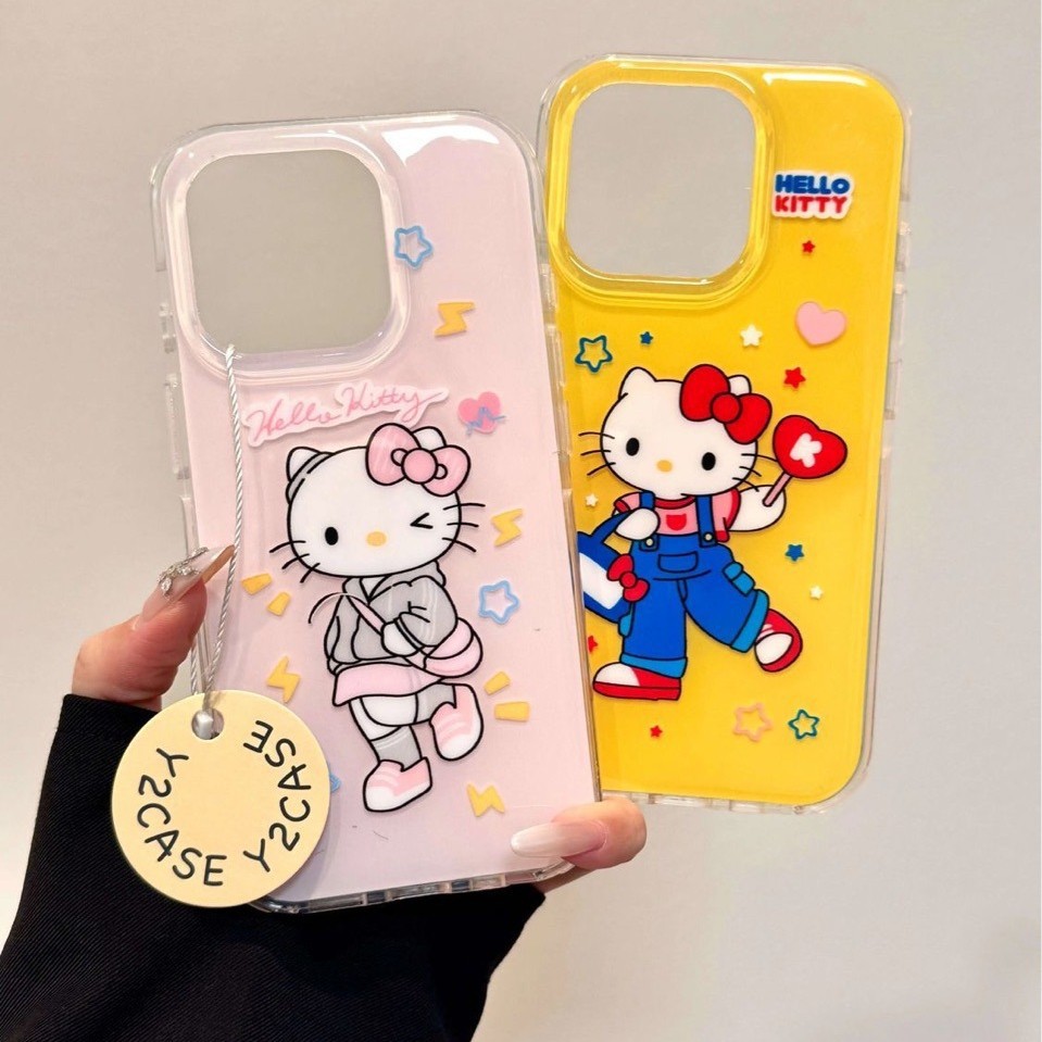 ins风可爱时尚休闲装kitty适用iPhone16E手机壳苹果15/14Plus13XR