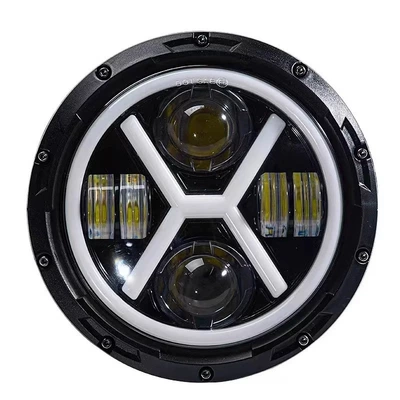 7 düyməlik Wrangler X-tipli Off-Road Harley Motosiklet Mələk Gözlü LED Fənərlər