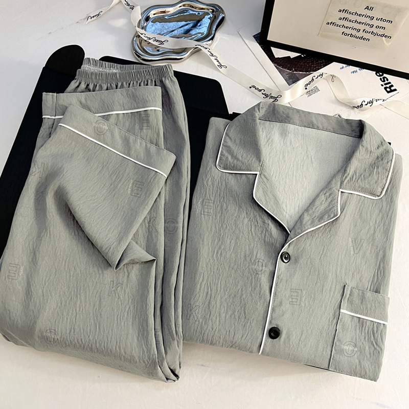 Light Luxury Men's Retro Cloud Cotton Fashion Pajamas, Lazy Spring and Autumn Long-Sleeve and Long-Pants Two-Piece Set, Real Photo Wholesale